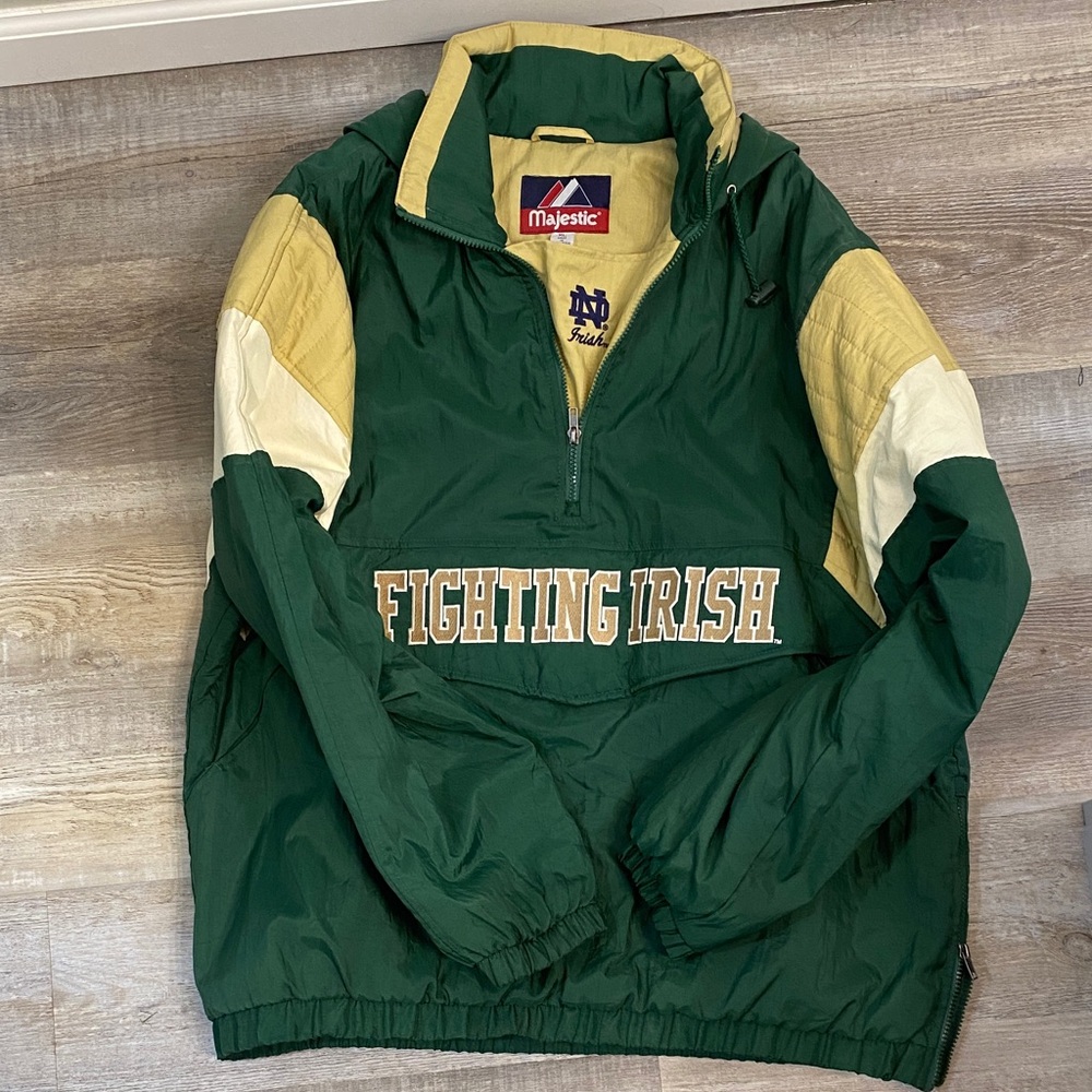 *SOLD* Majestic Notre Dame Fighting Irish Pullover Jacket with Hood NCAA XL